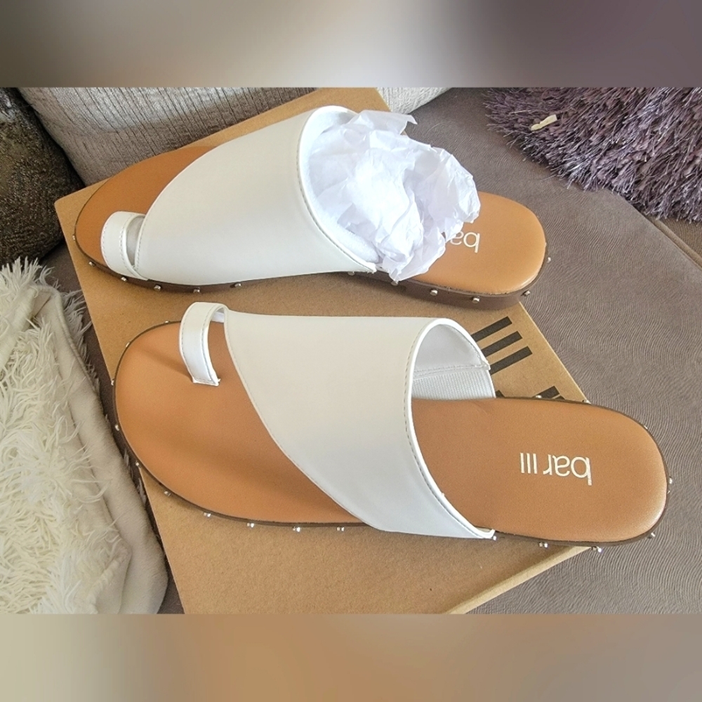 Bar III size 9.5 white studded sandals. NIB w tags
